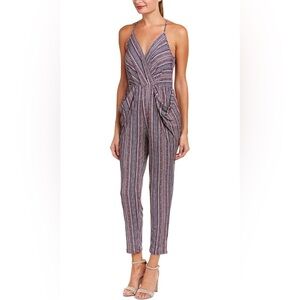 BCBGeneration Multicolor Striped Jumpsuit with Draped Pockets